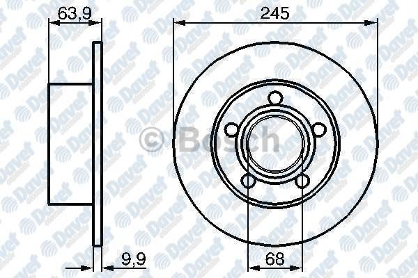 BOSCH 0986479B22 Fren Diski Arka 245mm Passat (96-05) Audi 100 (90-94) A6 1.8t-1.9tdi (94-05) Super B (02-08) (245x10x5dl)